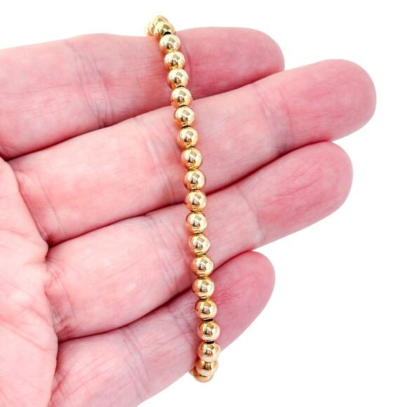 Vintage Sterling Silver 925 Gold-Tone Adjustable Beaded Bracelet 5"-10" - Picture 1 of 5